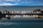 主持人又爆丑闻！清晨刚刚流出爆料，糖心vlog网友：真相让人瞠目