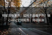 明星深夜发声：猛料不是我干的！糖心vlog全网疯传，持续刷屏