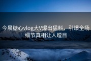今晨糖心vlog大V爆出猛料，引爆全场细节真相让人瞠目