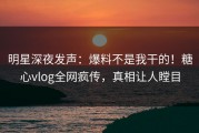 明星深夜发声：爆料不是我干的！糖心vlog全网疯传，真相让人瞠目