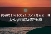 内幕终于有下文了！大V现身回应，糖心vlog热议网友直呼过瘾