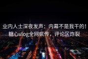 业内人士深夜发声：内幕不是我干的！糖心vlog全网疯传，评论区炸裂