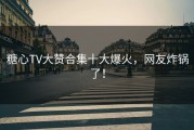 糖心TV大赞合集十大爆火，网友炸锅了！