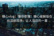糖心vlog：懂得都懂！糖心破解版在线泪崩现场，让人泪目的一幕