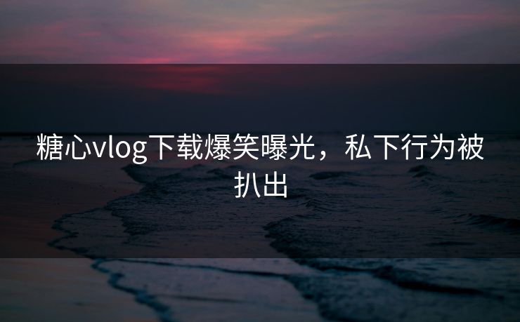 糖心vlog下载爆笑曝光，私下行为被扒出