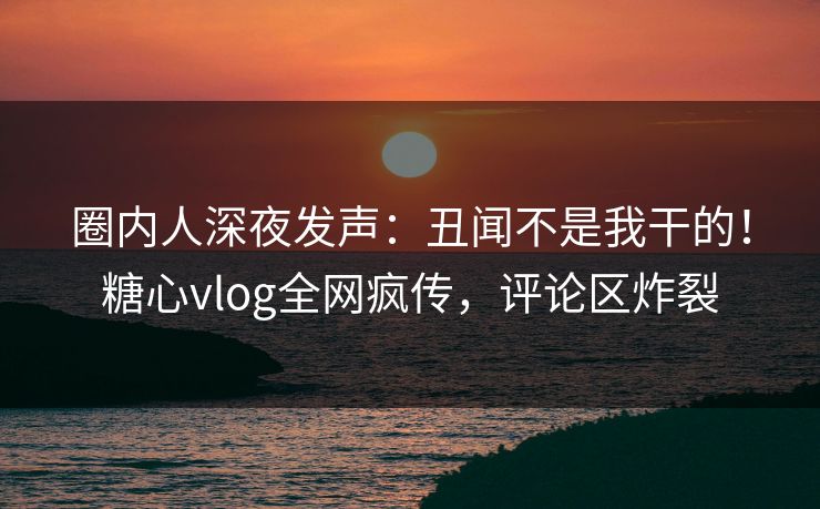 圈内人深夜发声：丑闻不是我干的！糖心vlog全网疯传，评论区炸裂