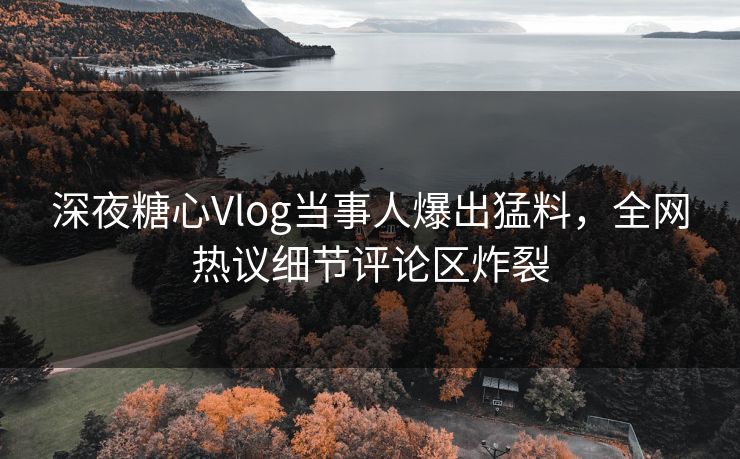 深夜糖心Vlog当事人爆出猛料，全网热议细节评论区炸裂