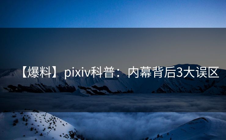 【爆料】pixiv科普：内幕背后3大误区