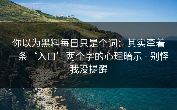 你以为黑料每日只是个词：其实牵着一条‘入口’两个字的心理暗示 - 别怪我没提醒